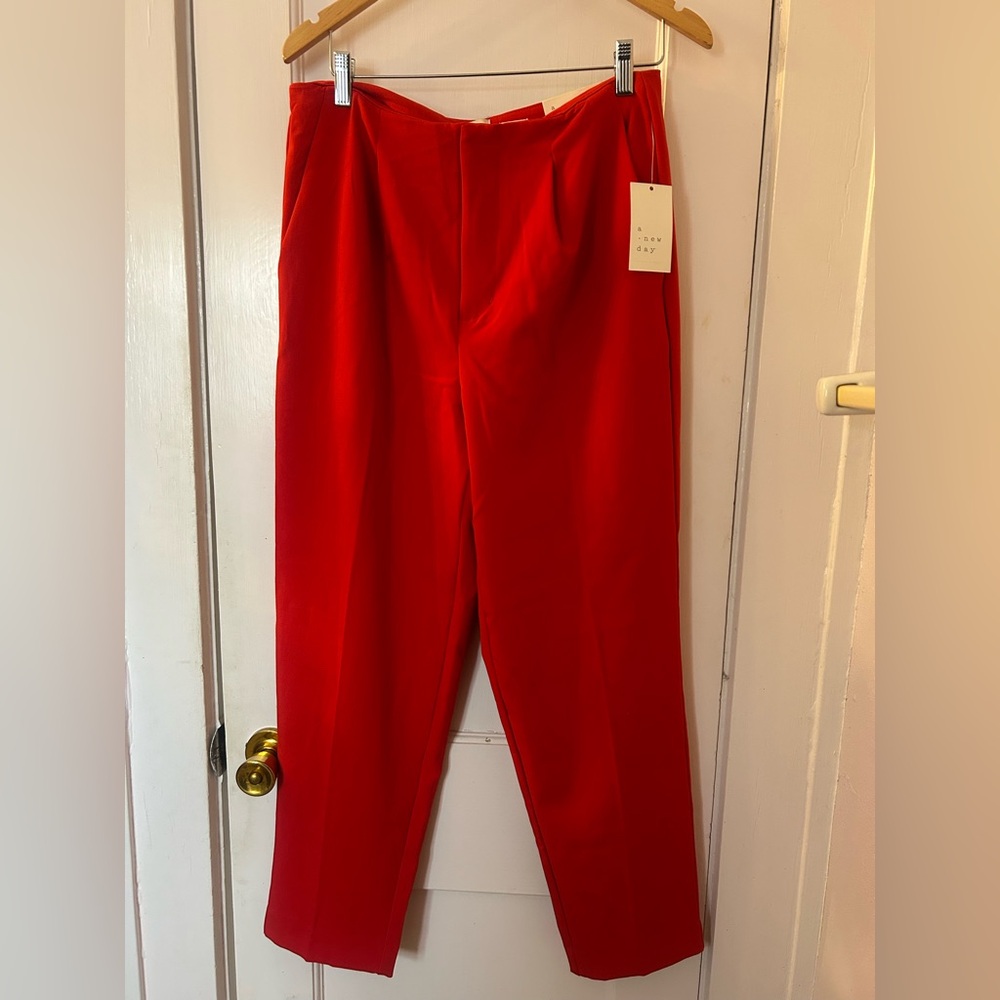 a new day Bold Red Women’s Slacks Size 10 Stretch Dress Pants NWT